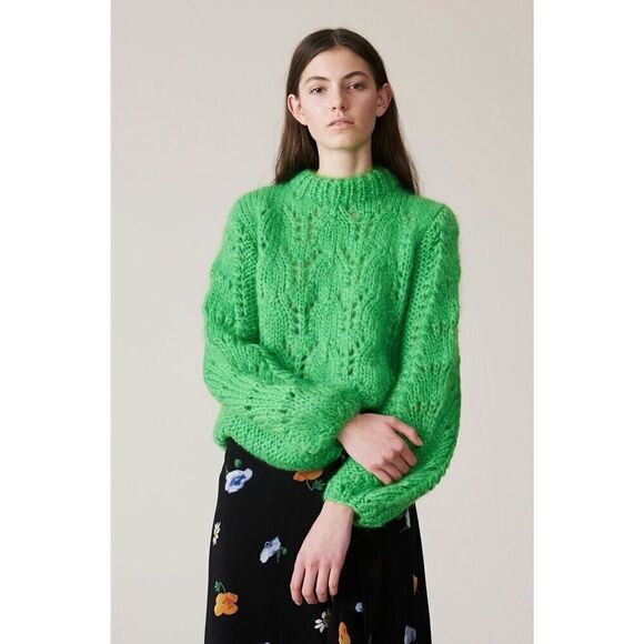 GANNI THE JULLIARD MOHAIR PULLOVER - CLASSIC GREEN Sweater Large - Picture 14 of 14